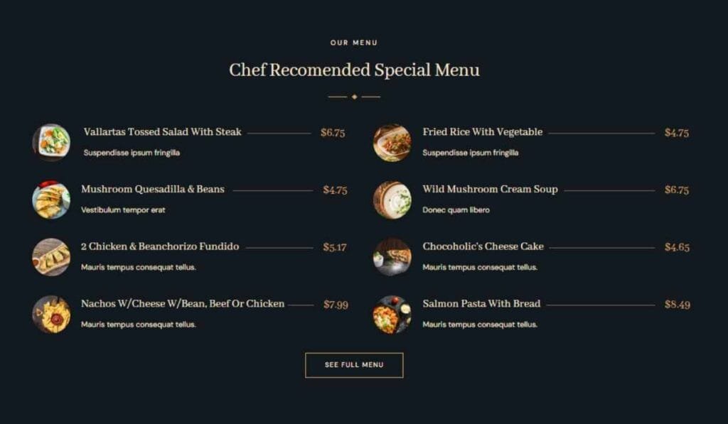 Bisko Restaurant & Cafe Elementor Template