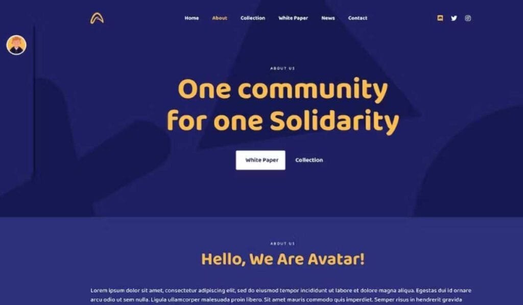 Avatar - NFT Portfolio Elementor Template