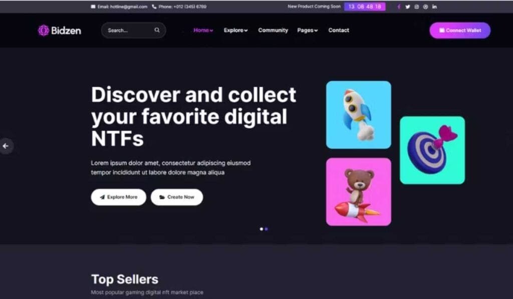 Bidzen – NFT Sales Elementor Template