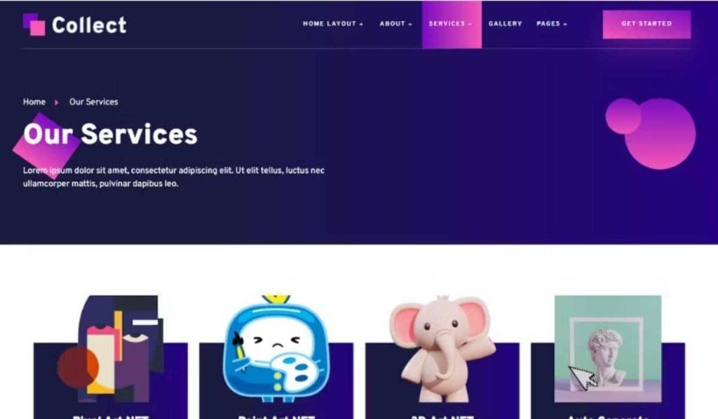 Collect - NFT Design Agency Services Elementor Template