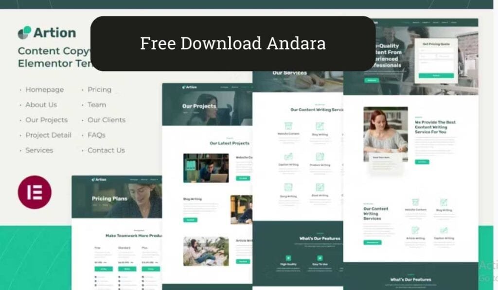 Artion | Content Copywriting Services Elementor Template