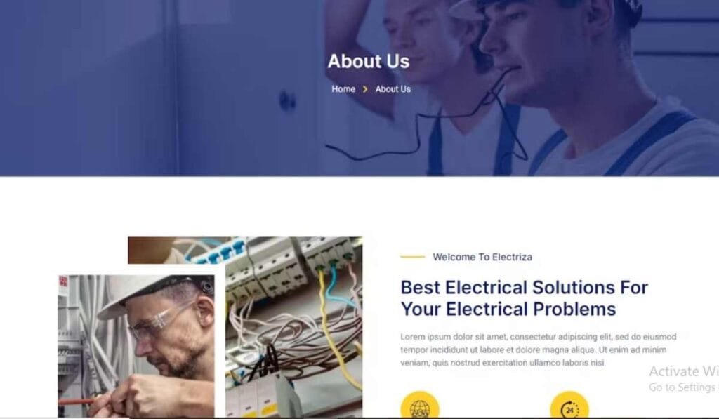 Electriza – Electrical Installation & Maintenance Services Elementor Template