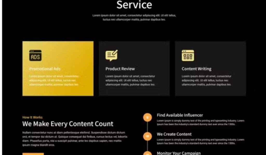 Influos - Influencer Agency Elementor Template