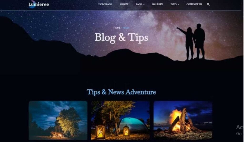 Lumieree - Adventure Travel & Night Camping Elementor Template 