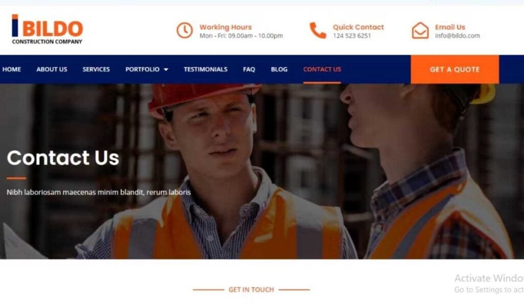 Bildo - Construction Elementor Template