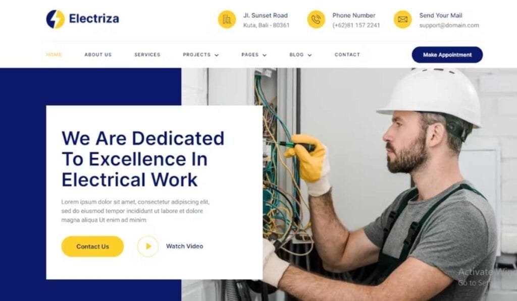 Electriza – Electrical Installation & Maintenance Services Elementor Template