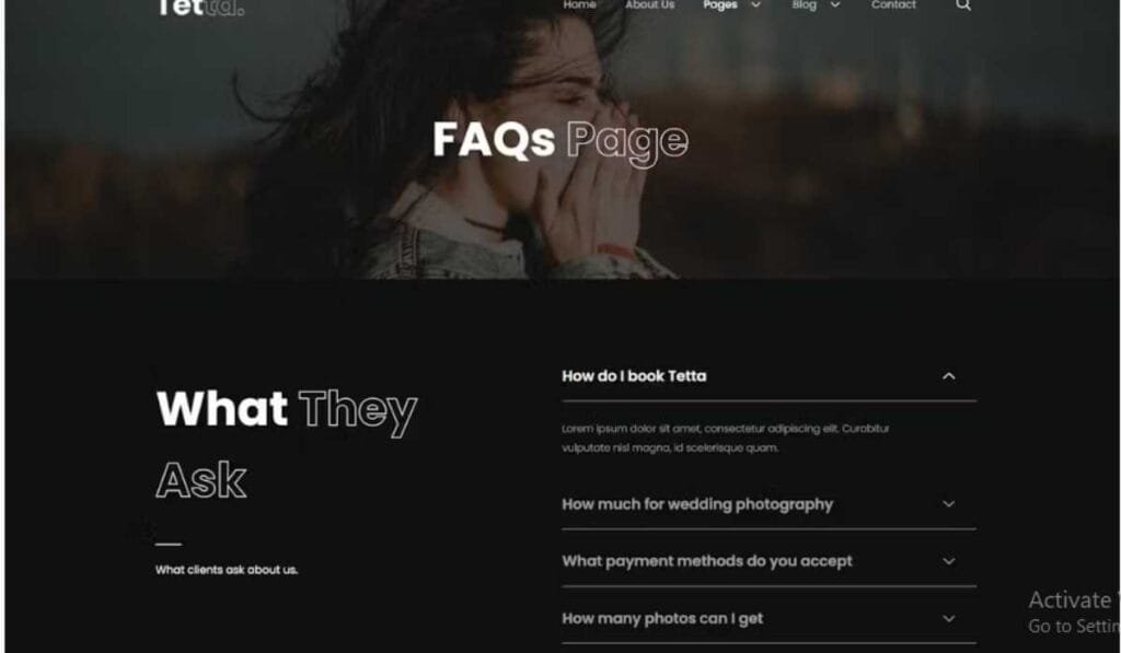 Tetta - Photography & Portfolio Elementor Template