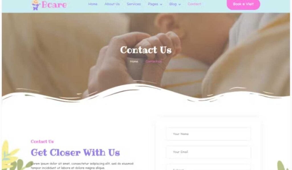 Bcare – Baby Care Services Elementor Template