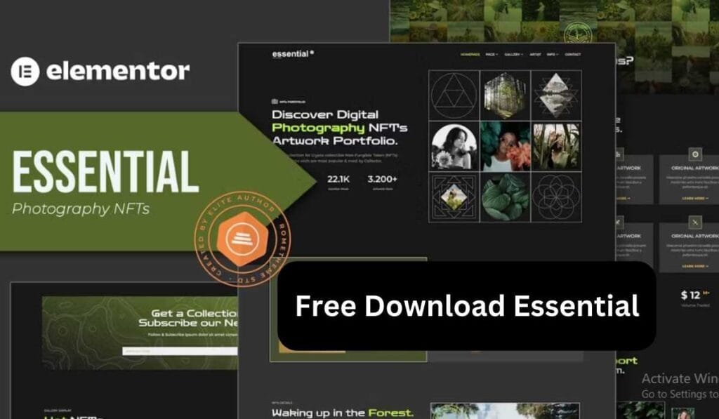 Essential - Photography NFT Portfolio Elementor Template