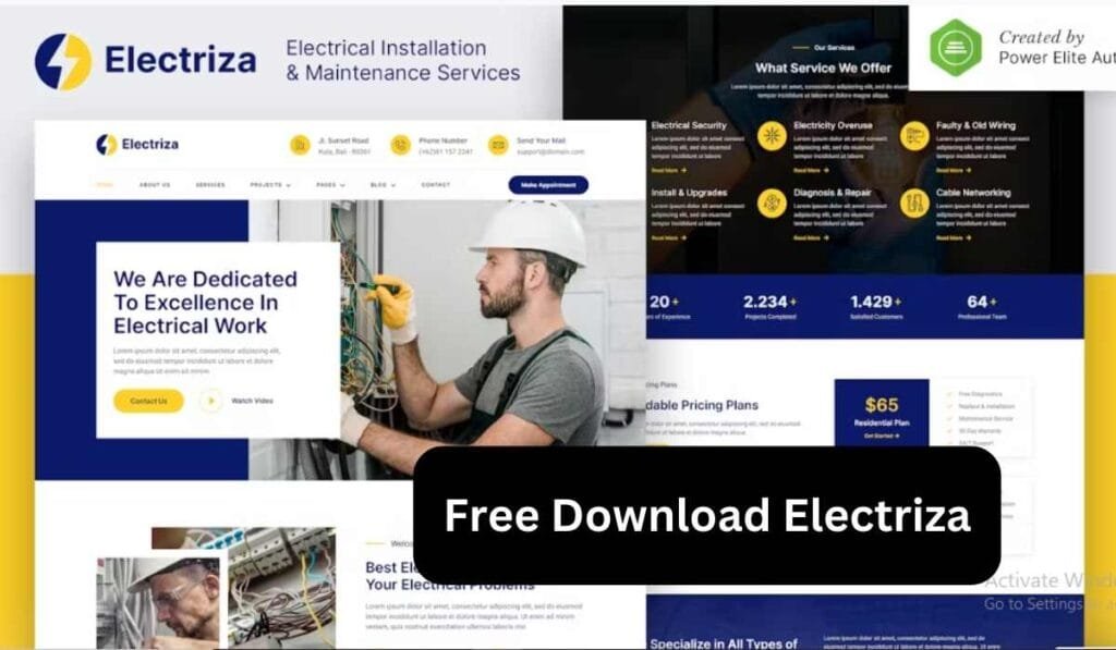 Electriza – Electrical Installation & Maintenance Services Elementor Template